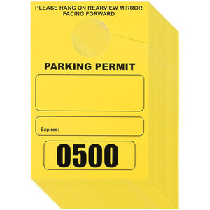 500-Pack Parking Permit, Blank Temporary Parking Pass, Numbered Hang Tags, Car Parking Management, Yellow, 3.15 x 4.75 inches