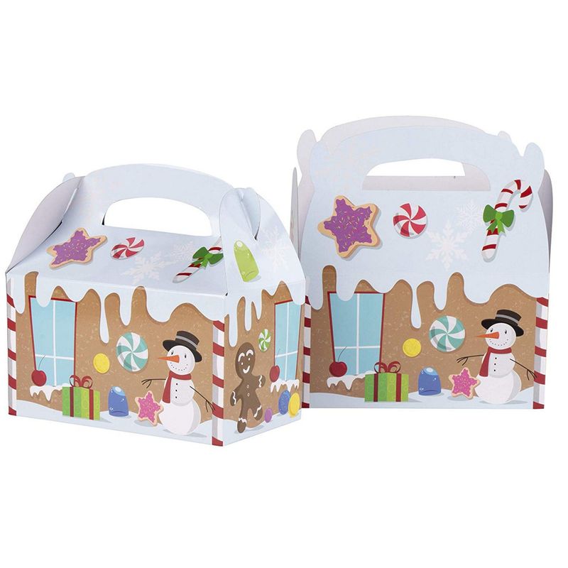 Christmas Party Favor Paper Boxes, Festive Holiday Gingerbread Goodie Boxes (6.2 x 3.3 x 3.5 In, 24 Pack)