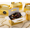 Party Treat Boxes - 24-Pack Metallic Gold Foil Gable Gift Boxes for Party Favors, Small Goodie Candy Boxes for Wedding, Birthday, Gold, 6.2 x 3.6 x 3.4 Inches