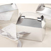 Party Treat Boxes - 24-Pack Silver Metallic Foil Gable Gift Boxes for Party Favors, Small Goodie Candy Boxes for Wedding, Birthday, Silver, 6.2 x 3.6 x 3.4 Inches