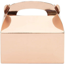 Rose Gold Party Favor Gable Boxes for Weddings, Birthdays (6 x 3.5 In, 24 Pack)