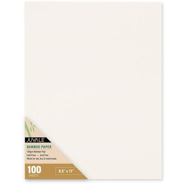 100 Sheets Bamboo Paper for Cold Press Art, Mixed Media, Drawing, Painting (8.5 x 11 in)