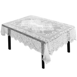 Juvale Lace Rectangular Tablecloth with Elegant Floral Patterns for Parties, Weddings, Baby Showers, Dining Tables, White, 54 x 71 Inches
