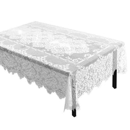 Juvale Lace Tablecloth - Rectangular Tablecloth with Elegant Floral Patterns - Perfect for Birthday Parties, Wedding Receptions, Baby Showers, Dining Room Tables, White, 97.75 x 57.75 Inches