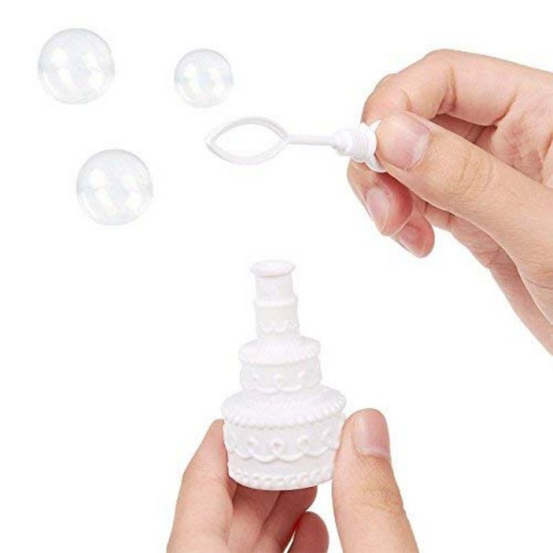 Wedding Bubbles for Party Favors, White Tier Cake Design (144 Pack)