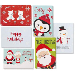 Festive Christmas Greeting Cards with Envelopes, 6 Holidays Designs (4 x 6 In, 48 Pack)