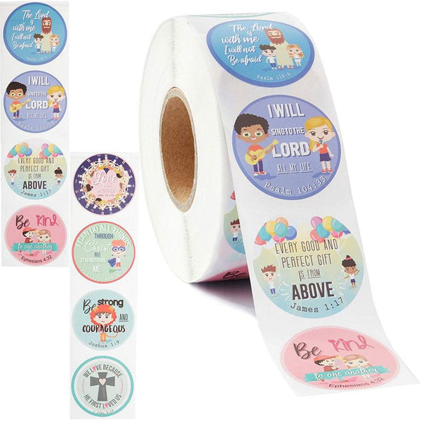 Juvale Christian Bible Verse Stickers for Kids (1000 Count) 1.5 Inches Diameter