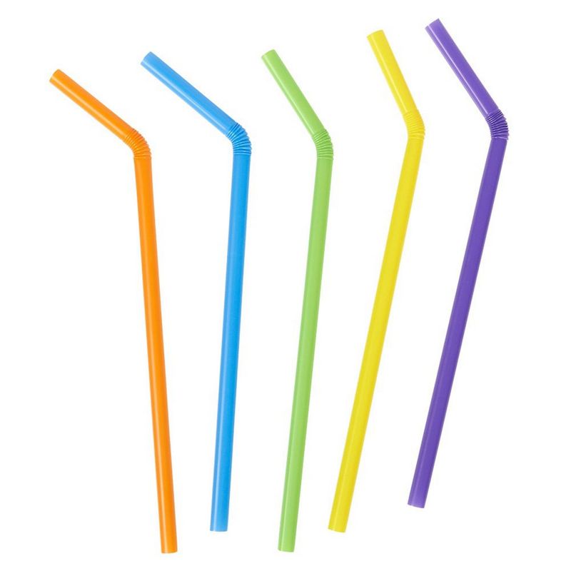 Juvale 300 Pack Plastic Pink Disposable Party Drinking Straws for Baby Showers & Birthdays, Extra Long size, 10 Inches