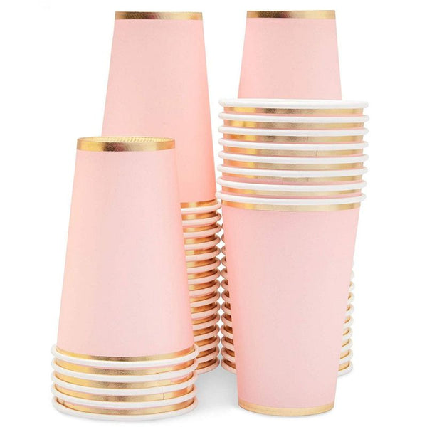 Light Pink Paper Cups, Disposable Party Supplies (12 oz, 50 Pack)