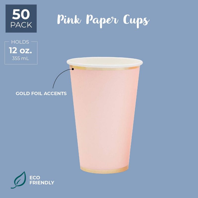 Glad Everyday Disposable Paper Cups with Aqua Victorian Design, 12 Ounces |  12 Oz Paper Cups for Everyday Use from Glad | Disposable Cups Paper | 50