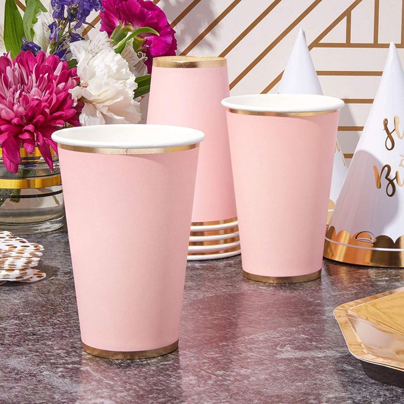 Glad Everyday Disposable Paper Cups with Aqua Victorian Design, 12 Ounces |  12 Oz Paper Cups for Everyday Use from Glad | Disposable Cups Paper | 50