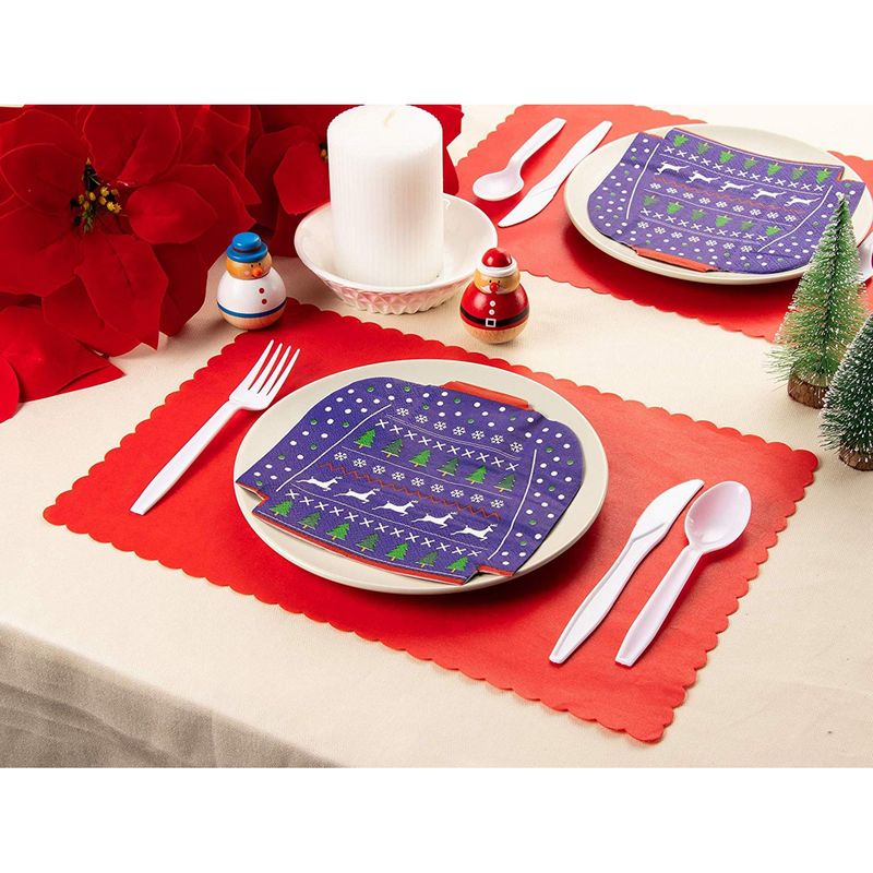 Santa Claus Die Cut Paper Napkins for Christmas Party (4.6 x 6.25 In, 50 Pack)