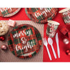 Plaid Christmas Party Bundle, Includes Plates, Napkins, Cups, and Cutlery (24 Guests,144 Pieces)