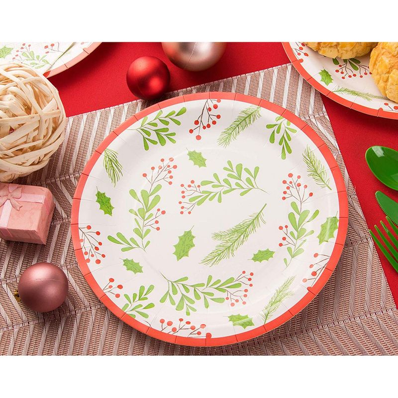 Christmas Holly Paper Plates, 24 ct