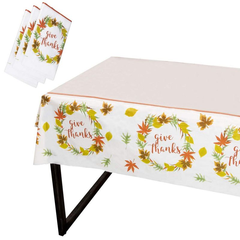 Thanksgiving Tablecloth Set, Fall Decor Give Thanks Autumn Leaf Design (54 x 108 in)