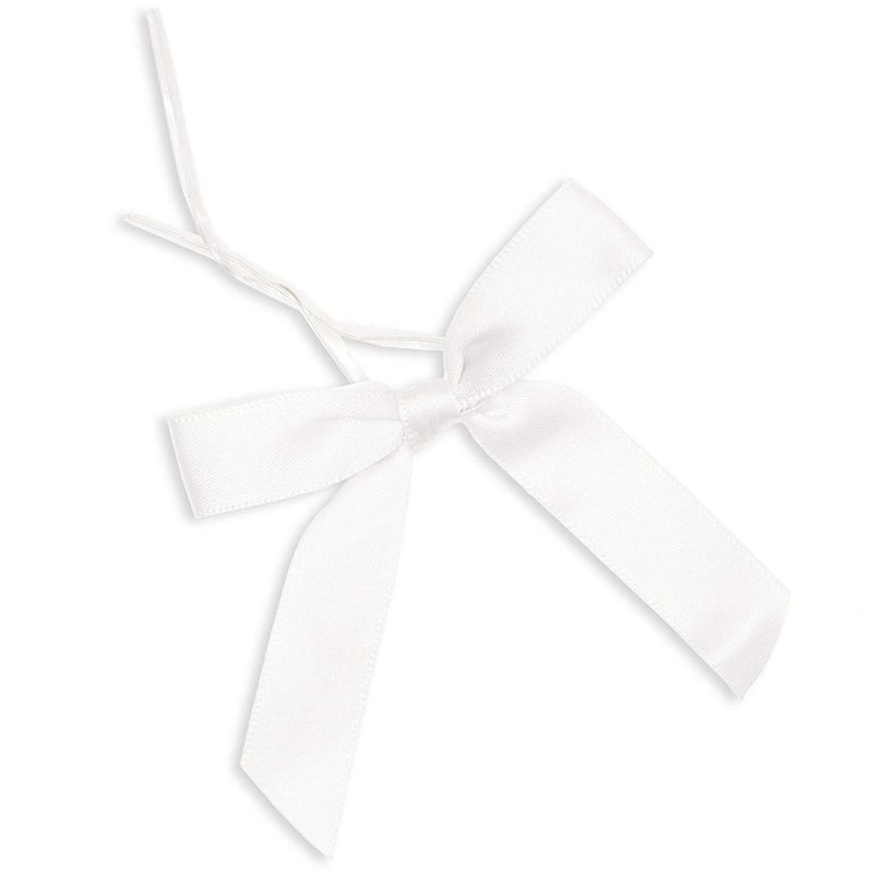 Juvale 100-pack Twist Tie Bows For Crafts, Pre-tied Satin Ribbon