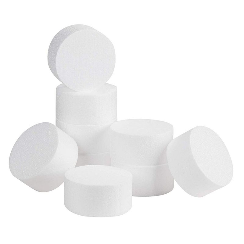 Juvale 12 Pack Foam Circles for Crafts, Round Polystyrene Discs for DIY Projects, 4 x 4 x 1 in