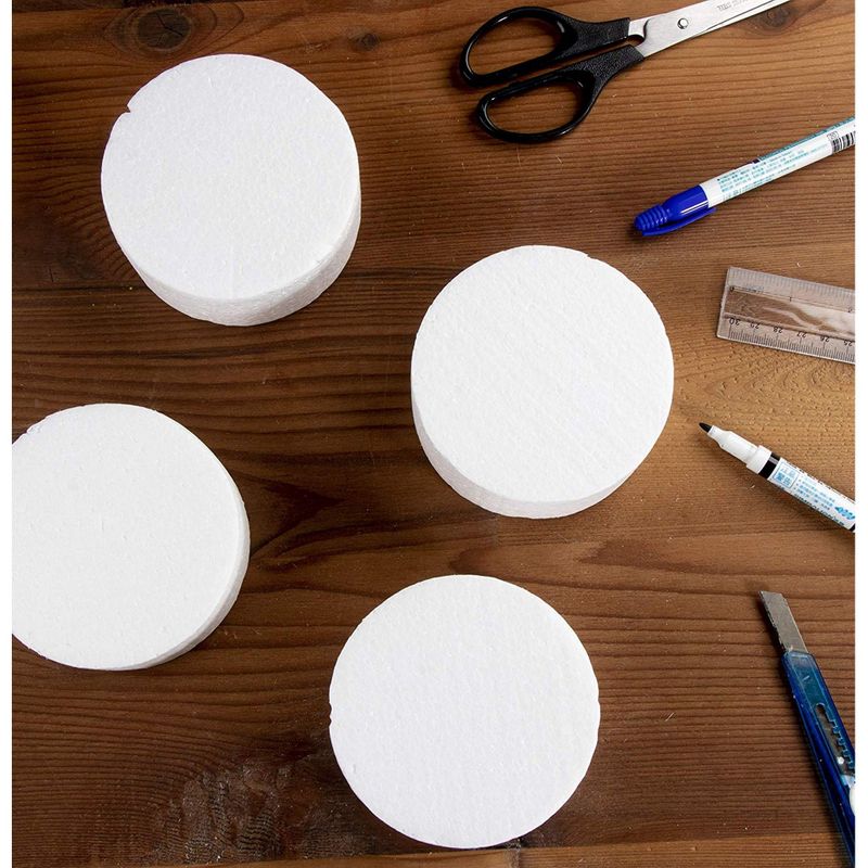 9 Pack Foam Circles for Crafts, Polystyrene Cylinders for Floral  Arrangements, DIY Projects (4 x 2 in)