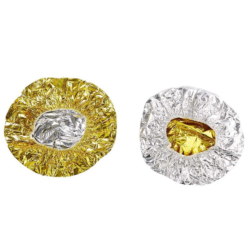 Tin Foil Natural Heat Shower Cap for Deep Conditioning, Gold and Silver (12 Pack)