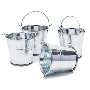 Juvale 48-Count 2-Inch Mini Silver Metal Tin Bucket Pails with Handles for Party Favors and Succulents