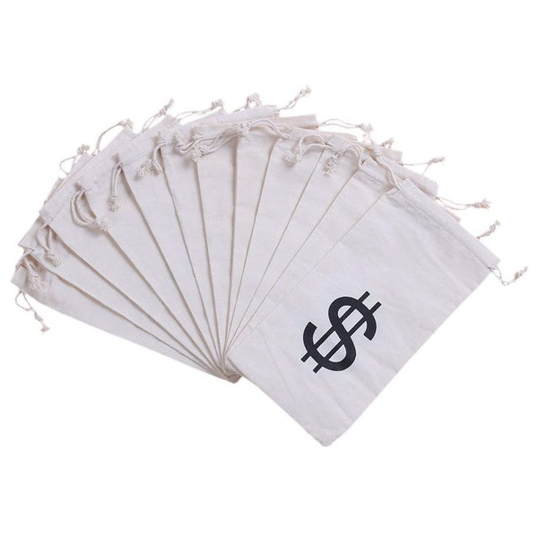 Drawstring Money Bags for Casino Theme Party Favors (Small, 12 Pack)