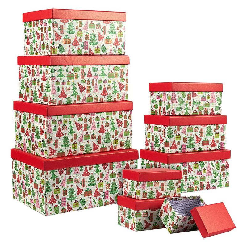 Christmas Nesting Gift Boxes with Lids, 10 Sizes for Holiday Decor