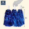 Cheerleading Pom Poms, Blue Foil Fringe (6 Pairs)