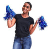 Cheerleading Pom Poms, Blue Foil Fringe (6 Pairs)