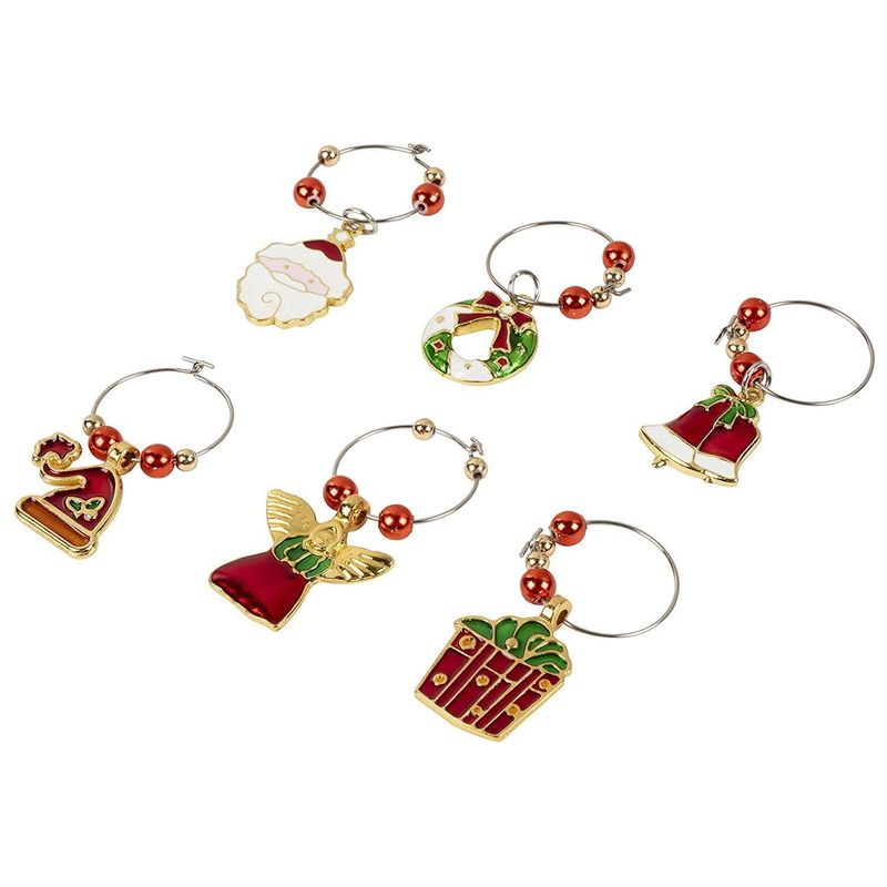 Christmas Wine Glass Charms, Drink Markers (12 Pieces)