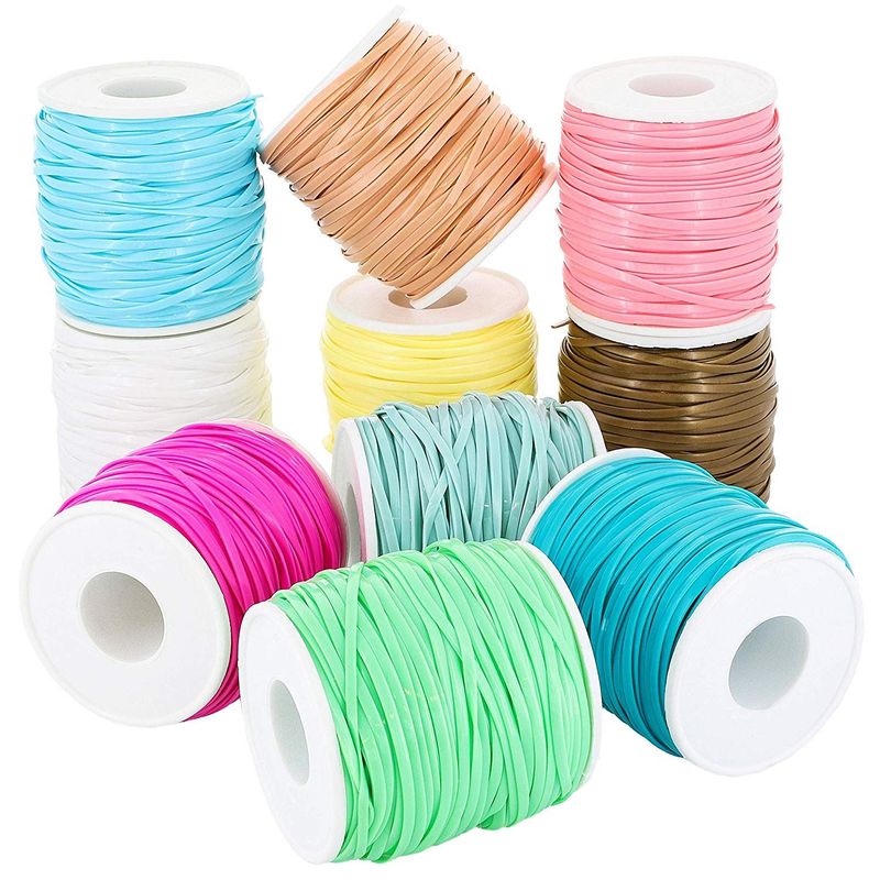 Plastic Bracelet String for Jewelry Making, 10 Pastel Spools (2.5 mm, 50 Yards, 10 Pack)