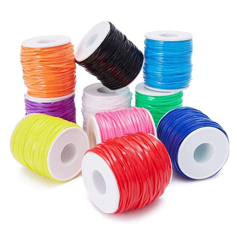 Plastic Lacing Cord, Jewelry Making Supplies, 10 Rainbow Colors (2.5 x 1mm, 50 Yards, 10-Pack)
