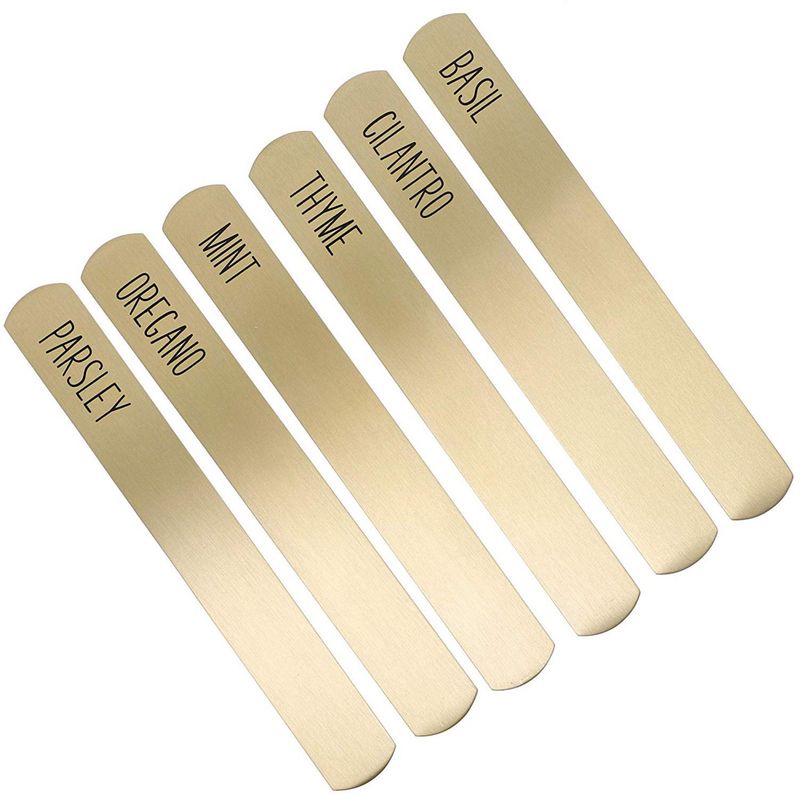 Brass Garden Markers for Herb Plants , Stakes for Gardening (6 Pieces)