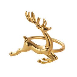 Juvale Christmas Napkin Rings - 6-Pack Gold Reindeer Festive Design Napkin Holder, Holiday Themed Party Supplies, Accessories, Lunch and Dinner Table Decoration