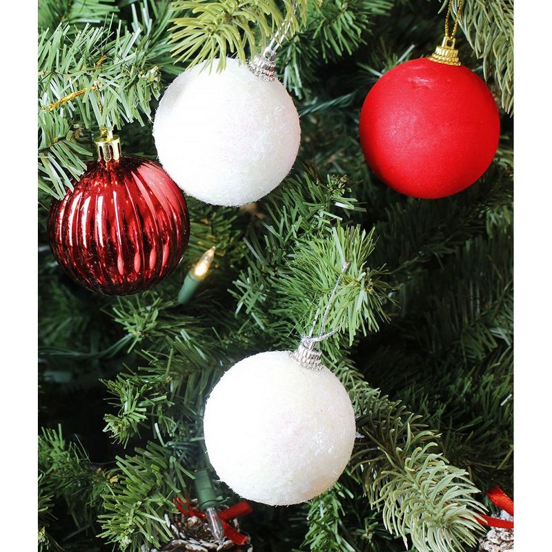 Christmas Tree Decorations Glittery Hanging Ball Ornaments (White, 2.2 in, 28 Pack)