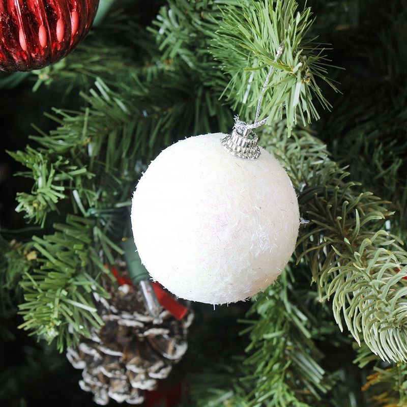 Christmas Tree Decorations Glittery Hanging Ball Ornaments (White, 2.2 in, 28 Pack)