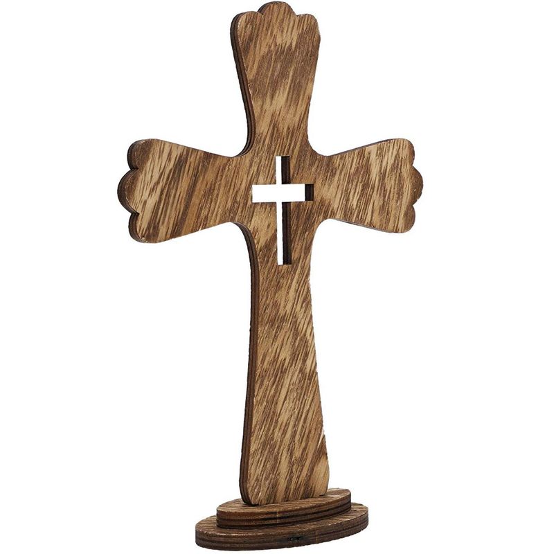 Catholic Wooden Cross Set for Table Decor, Rustic Wall Art (5.7 x 8.5 In, 3 Pack)