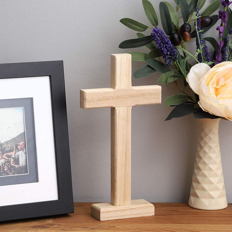 Juvale 2 Pack Wood Crosses for Crafts and Table Displays, Wooden Cross (7.9 x 15.5 in)