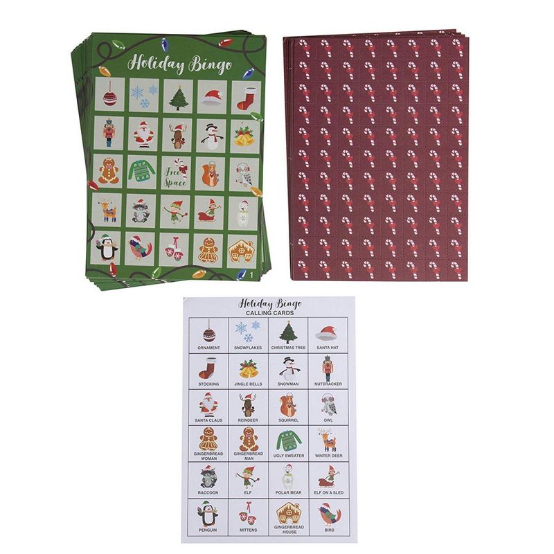 Christmas Bingo Game - 36-Set Family Holiday Party Supplies Activity Kit, 2 to 36 Multi-Player Bingo,Home party, Winter Fun for Kids and Adults