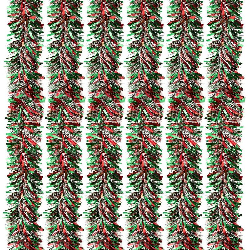 Juvale 6-Pack Christmas Tinsel Garland - Multicolored Sparkling Hanging Decoration - Perfect for Xmas and Other Festivities - 5.5 x 112 Inches