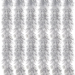 Juvale 6-Pack Christmas Tinsel Garland - Sparkling Hanging Decoration - Perfect for Xmas and Other Festivities - Silver, 4 x 119 Inches