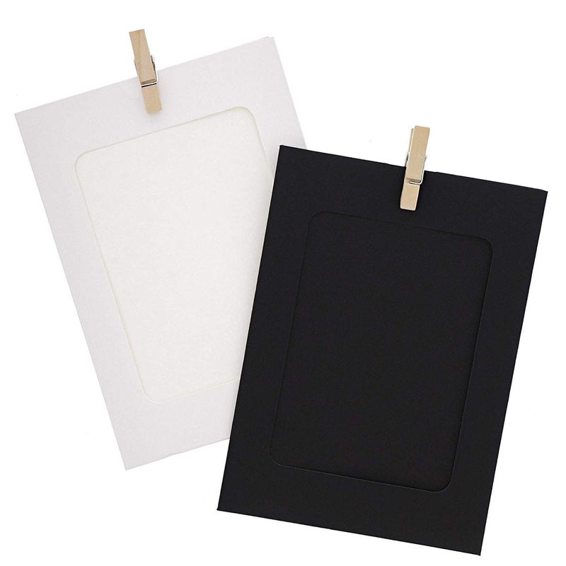 Juvale Cardboard Paper Picture Frame DIY Hanging Kit (50 Pack) 4x6 Inch, Black, White