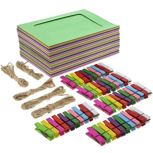 Juvale Cardboard Paper Picture Frame DIY Hanging Kit (50 Pack) 4x6 Inch, 10 Colors