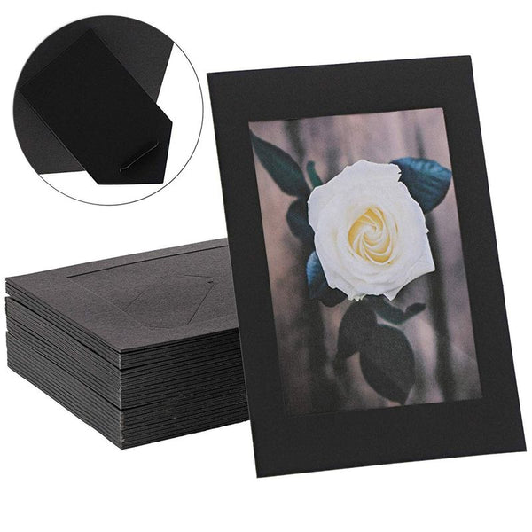Cardboard Photo Picture Frame Kraft Paper Easel (Black, 4 x 6 In, 50 Pack)