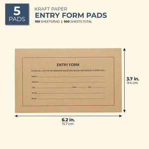 Juvale Kraft Entry Forms (500 Count), 5 Pads with 100 Sheets Per Pad