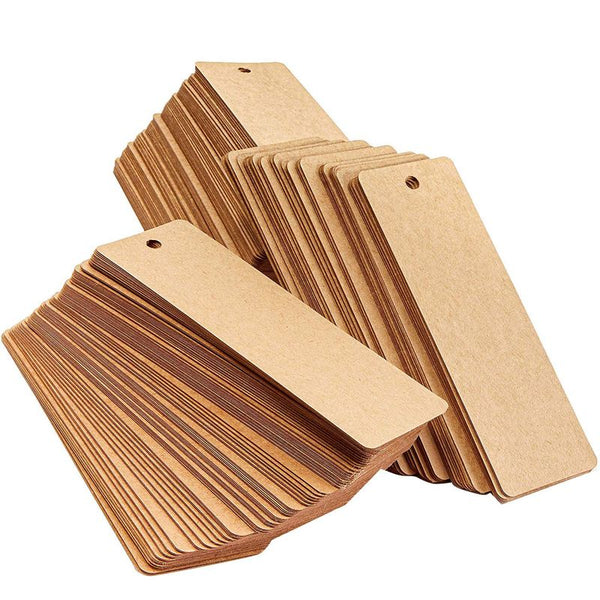 Blank Bookmarks with Hole for Ribbon or Tassel, Kraft Paper (6 x 2 in, 300 Pack)