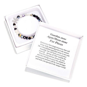 Juvale Zodiac Pisces Bracelet with Agate Moon Stone Beads, One Size
