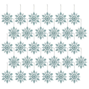 Snowflake Christmas Tree Ornaments, Holiday Decorations (4 x 6.2 x 3.7 in, 30 Pack)