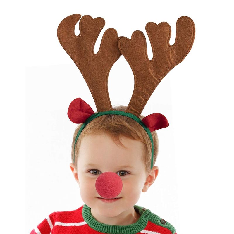 Reindeer Antlers Headband and Nose, Costume Accessories (6-Pack)