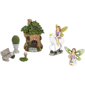 Miniature Unicorn Fairy Decoration Kit, Whimsical Garden Decor (6 Pieces)