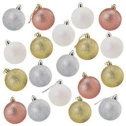Mini Shatterproof Glitter Christmas Tree Ball Ornaments (Silver, White, 1.5  in, 48 Pack)